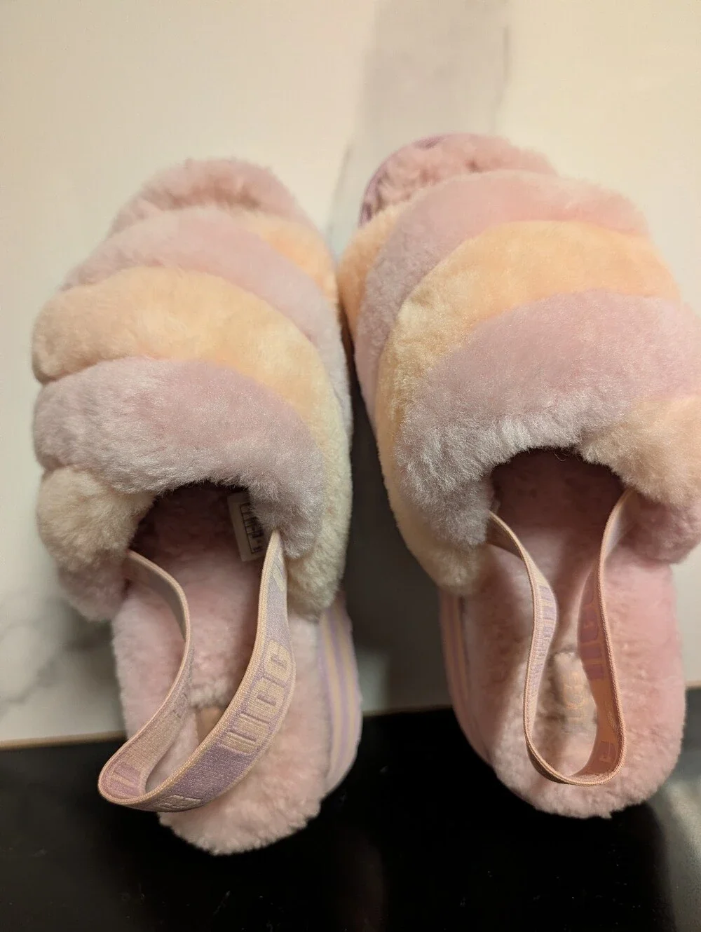 UGG Disco Stripe Slides Lavender/Cream Combo Size 9 Used Exc - Picture 8 of 12